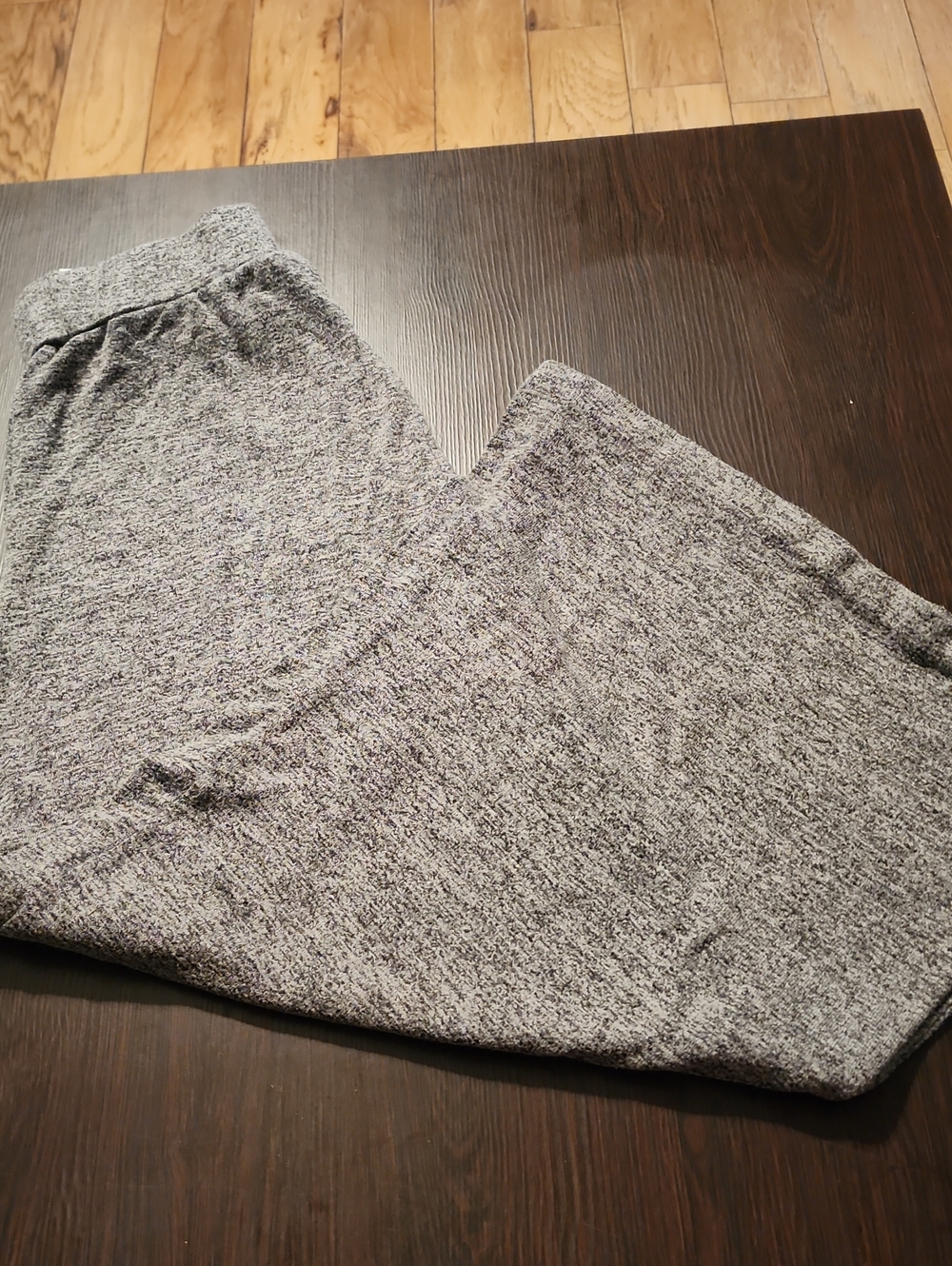 Simple Gray Marled Knit Wide-Leg Pants
